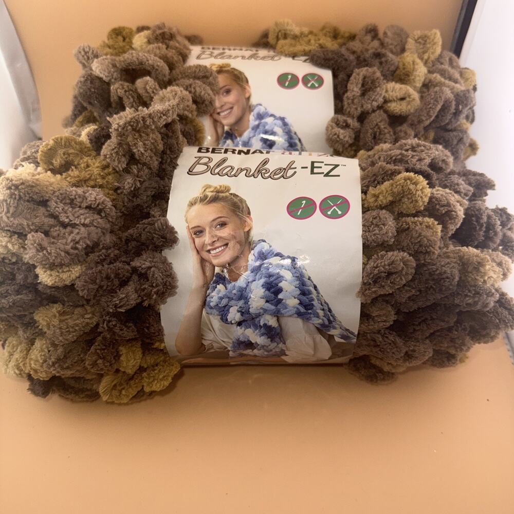 Lot Of 2 Bernat Alize Blanket-EZ Sand Varg 6.4 oz. 18 yds. NEW